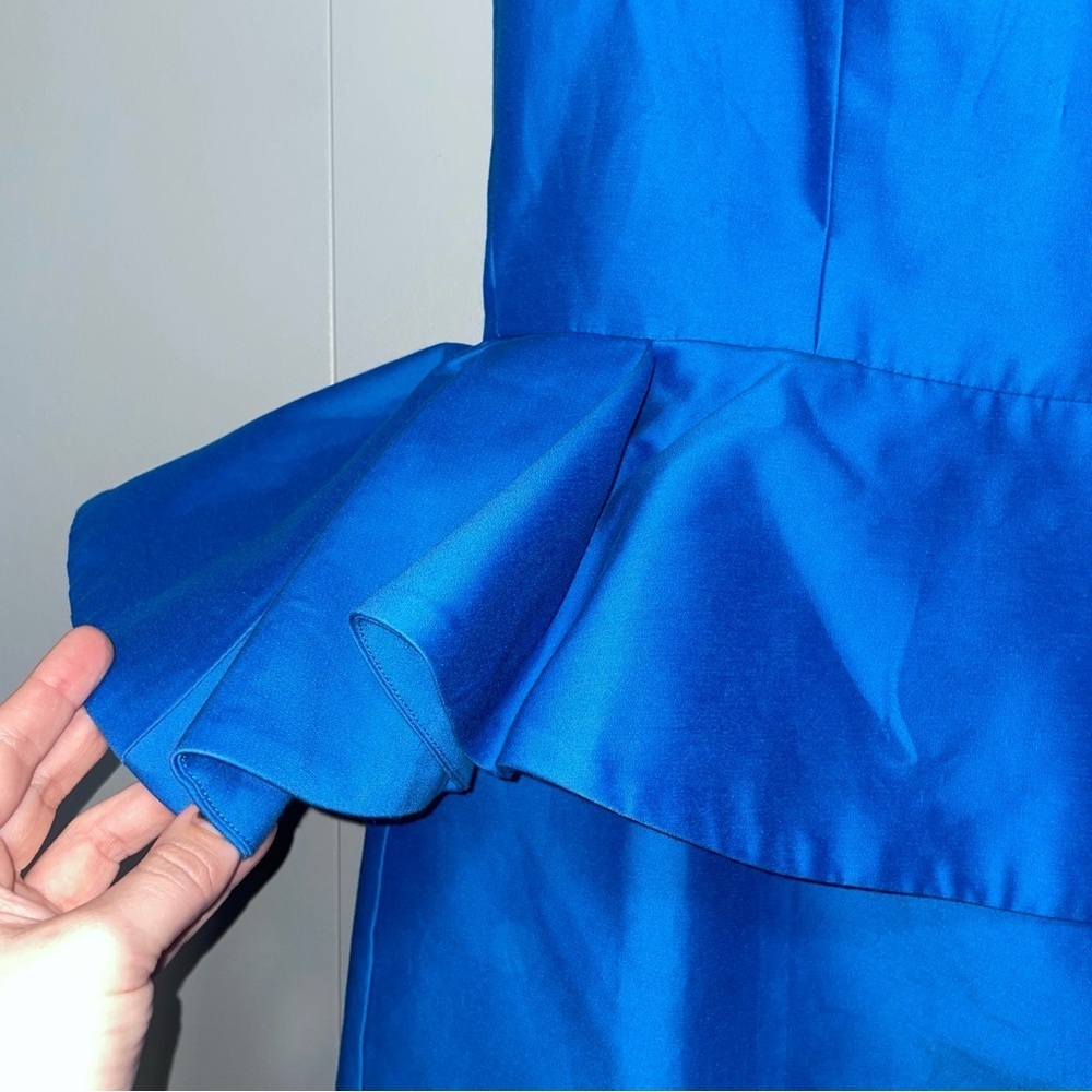 Halston Heritage NWT Strapless Dress with Peplum in Lapis Blue Size 8 - Picture 3 of 10